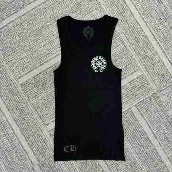 Chrome Hearts Tops - ⭐Chrome Hearts Horseshoe Print Black Ribbed Slim Fit Tank Top